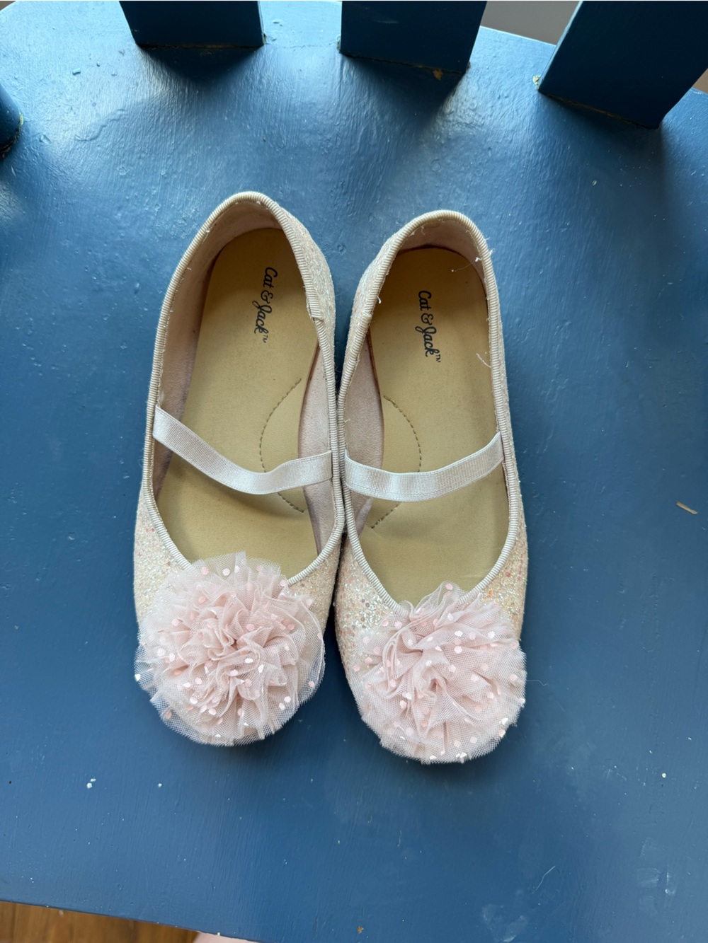 Cat & Jack Light Pink Glitter Flower Mary Janes
